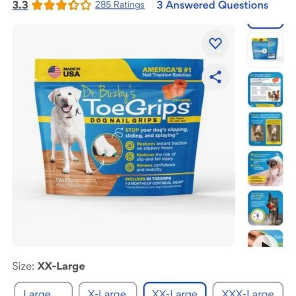 Dr. Buzby's ToeGrips Dog Nail Grips, 20 count, Large